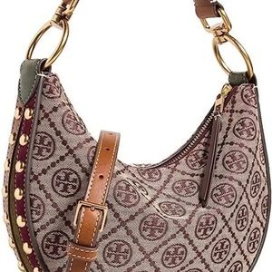 Tory Burch Mini T Monogram Jacquard Crescent Crossbody Bag